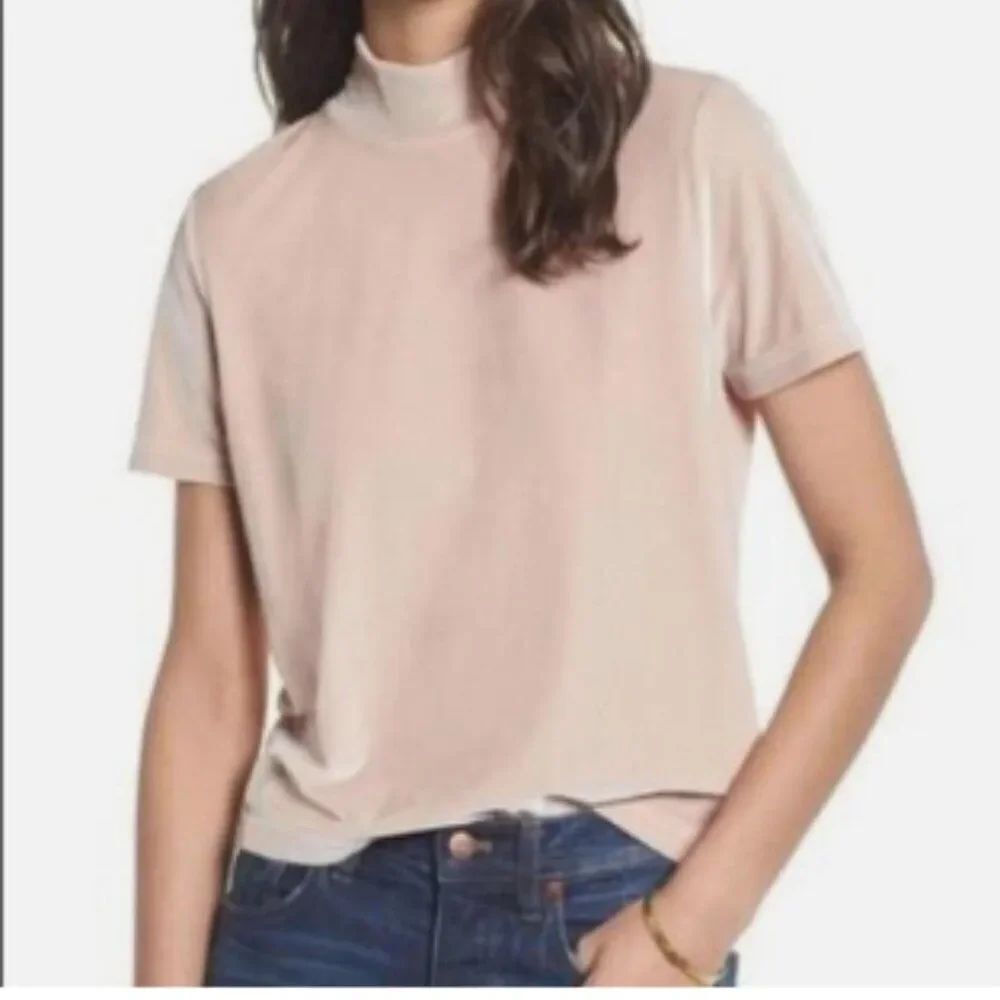 Like New! Madewell Velvet Mock Neck in Blush/Beige in Size XS
